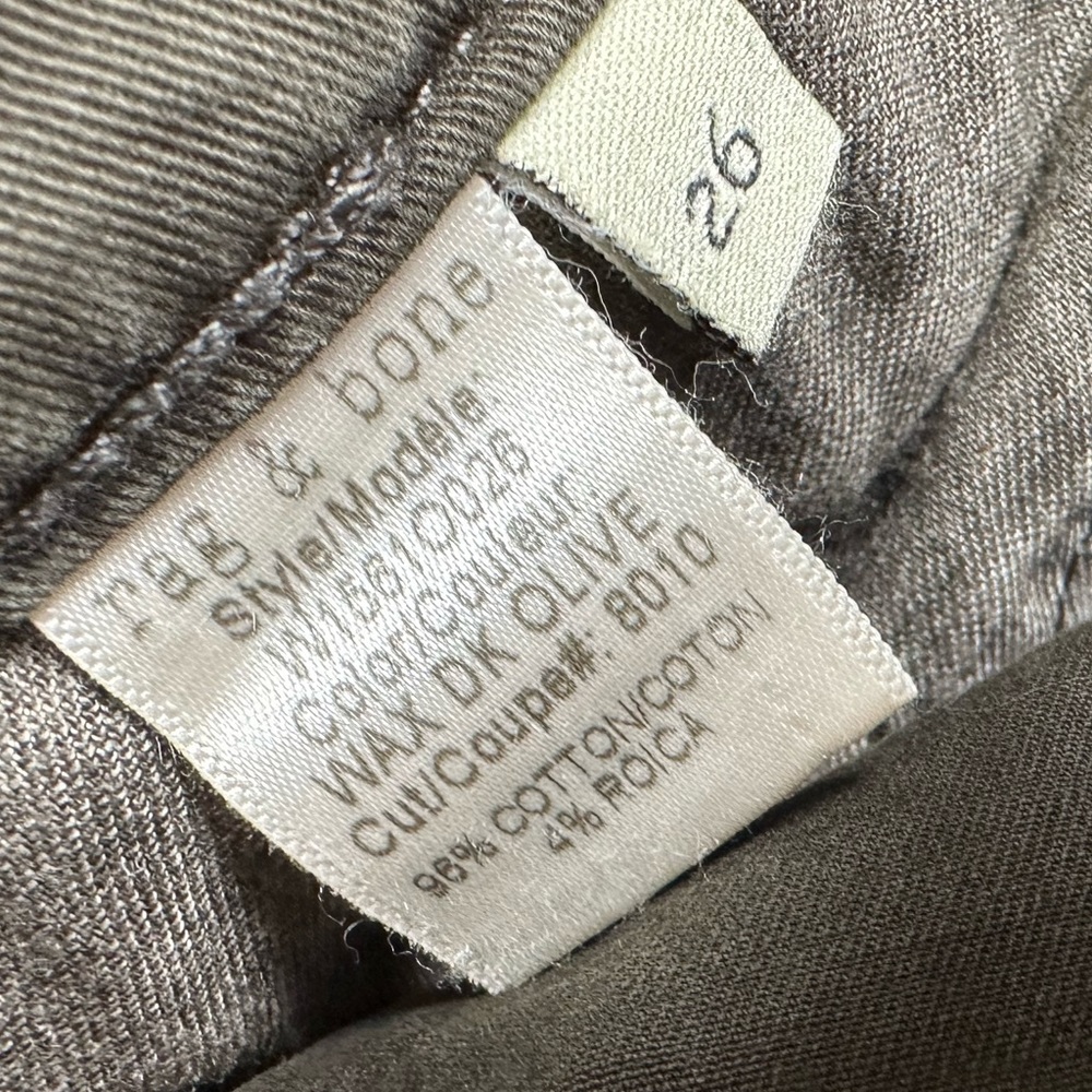 Rag & bone Ridley Moto skinny jeans wax olive dark green size 26 - Picture 5 of 5